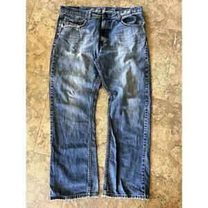 Safari Boot cut denim jeans, men's size 36 x 32L * Snuff Can Ring Pocket.